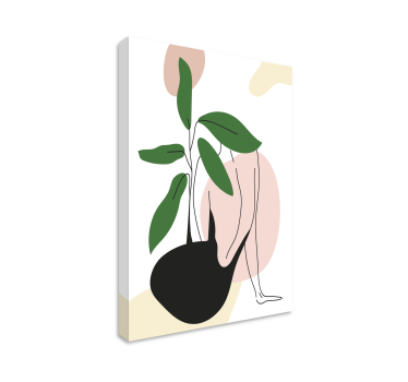 Dipinto astratto figura femminile con piante - TenStickers
