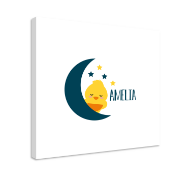 Quadri cameretta neonato pulcino assonnato luna - TenStickers