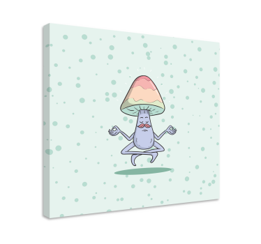 Dipinto con testo personaggio fungo in meditazione - TenStickers
