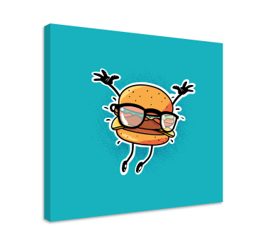 Dipinto con testo personaggio hamburger felice - TenStickers