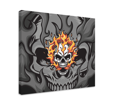 Dipinto con testo teschio con fiamme - TenStickers