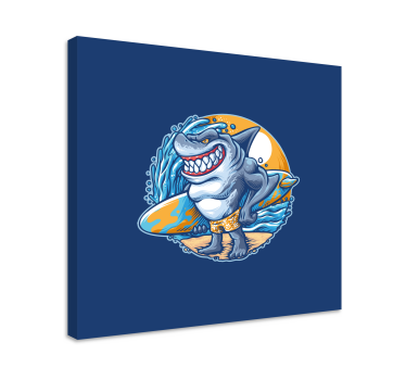 Quadro moderno Cartone animato squalo tavola da surf - TenStickers