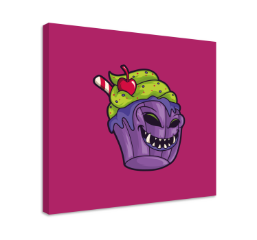 Dipinto con testo minacciosa creatura a forma di cupcake - TenStickers