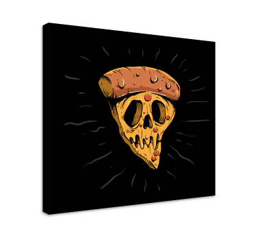 Dipinto con testo fetta di pizza teschio - TenStickers