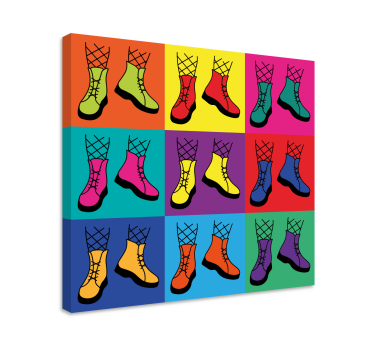Dipinto con testo stivali colorati con lacci - TenStickers