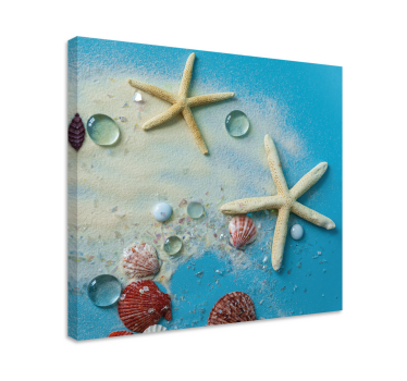 Quadro in 3D Stelle marine sulla sabbia colorata - TenStickers