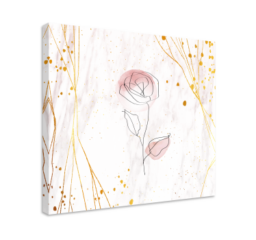 Quadro in 3D Rosa su sfondo dorato - TenStickers