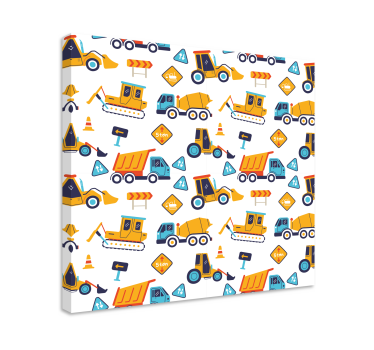 Cornice quadro per bambini divertimento con veicoli edilizi - TenStickers