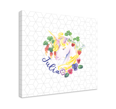 Dipinto unicorno composizione floreale unicorno - TenStickers