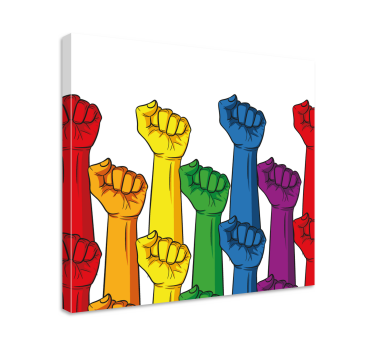 Dipinto con frase pugni colorati sollevati - TenStickers