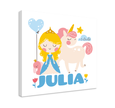 Cornice quadro per bambini principessa con unicorno - TenStickers