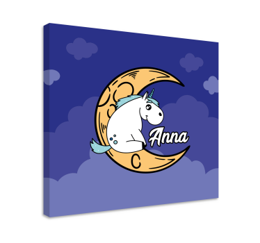 Dipinto unicorno scena della luna - TenStickers