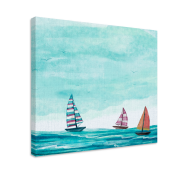 Dipinto con marinaio barche a vela in mare - TenStickers