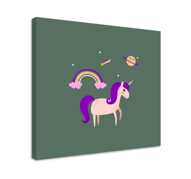 Dipinto unicorno avventura di unicorno da sogno - TenStickers