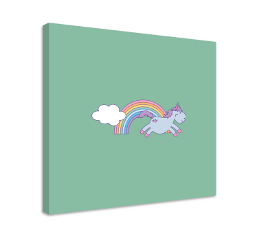 Dipinto unicorno unicorno felice che salta - TenStickers