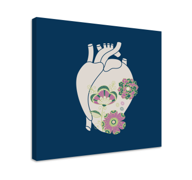 Dipinto astratto design floreale a cuore - TenStickers