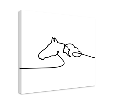 Quadro stampa cavallo Contorno di cavallo e ragazza - TenStickers