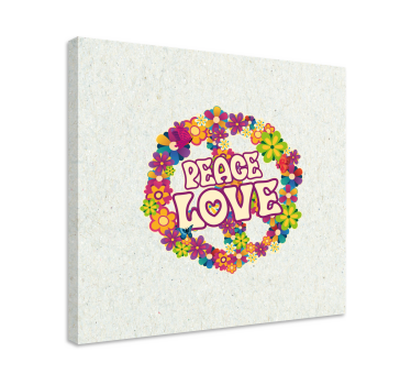Dipinto con frase corona floreale pace amore - TenStickers