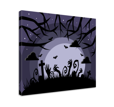 Dipinto con testo scena di cimitero inquietante - TenStickers