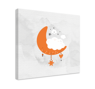 Quadri cameretta neonato luna nuvolosa appesa - TenStickers