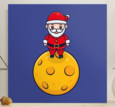 Cornice quadro per bambini babbo natale sulla luna - TenStickers
