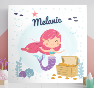 Cornice quadro per bambini cofanetto del tesoro sirena - TenStickers