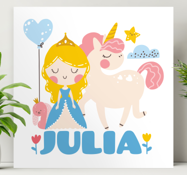Cornice quadro per bambini principessa con unicorno - TenStickers