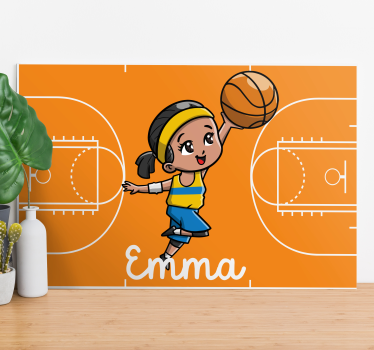 Cornice quadro per bambini ragazza che gioca a basket - TenStickers