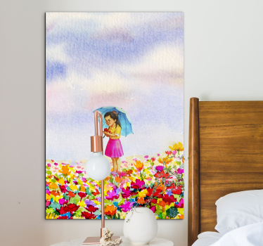 Cornice quadro per bambini ragazza con ombrello - TenStickers