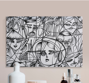 Dipinto astratto design astratto di volti - TenStickers