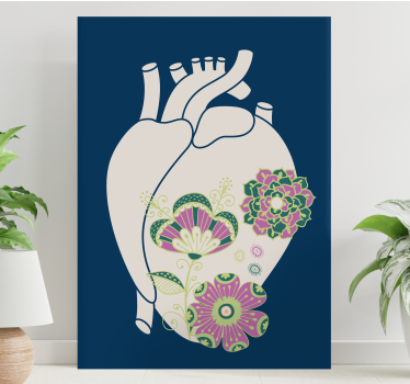 Dipinto astratto design floreale a cuore - TenStickers