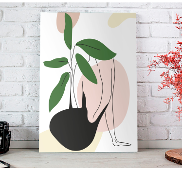 Dipinto astratto figura femminile con piante - TenStickers