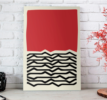 Dipinto astratto linee ondulate rosse - TenStickers