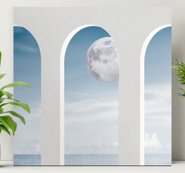 Dipinto astratto scena dell'arco illuminato dalla luna - TenStickers