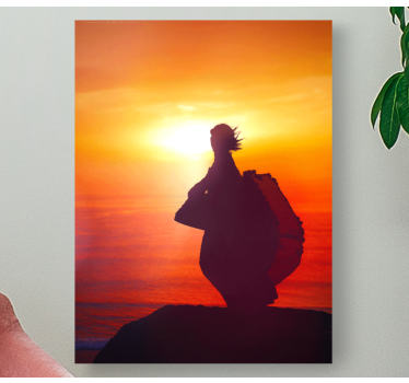 Dipinto astratto silhouette al tramonto - TenStickers