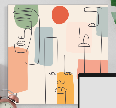 Dipinto astratto volti lineari minimalisti - TenStickers