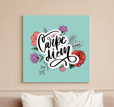 Dipinto con frase fiori di carpe diem - TenStickers