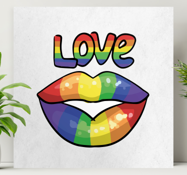 Dipinto con frase labbra d'amore colorate - TenStickers