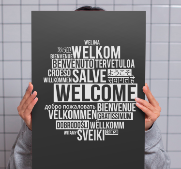 Dipinto con frase messaggio di benvenuto globale - TenStickers
