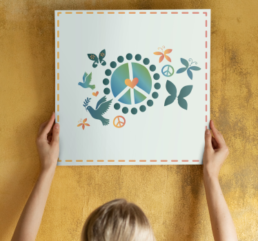Dipinto con frase motivo simbolo della pace - TenStickers