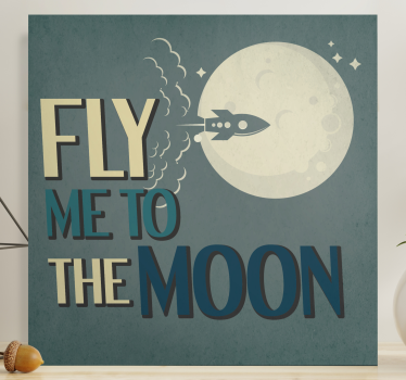 Dipinto con frase viaggio in razzocielo luna - TenStickers