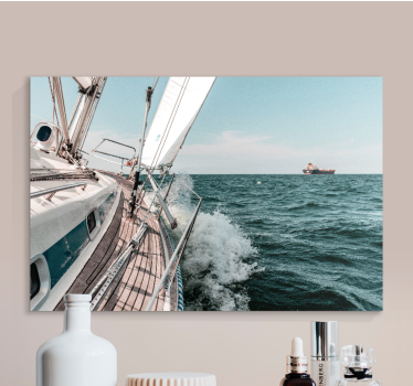 Dipinto con marinaio avventura in yacht a vela - TenStickers