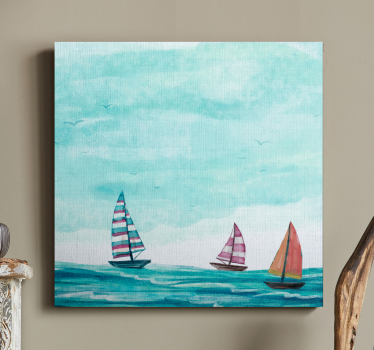 Dipinto con marinaio barche a vela in mare - TenStickers