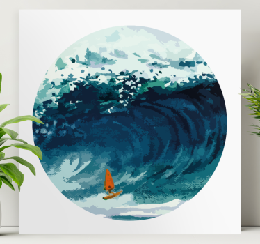 Dipinto con marinaio che cavalca l'onda - TenStickers