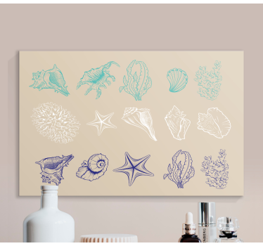 Dipinto con marinaio collezione di conchiglie costiere - TenStickers