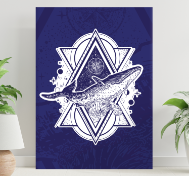 Dipinto con marinaio design astrale della balena - TenStickers