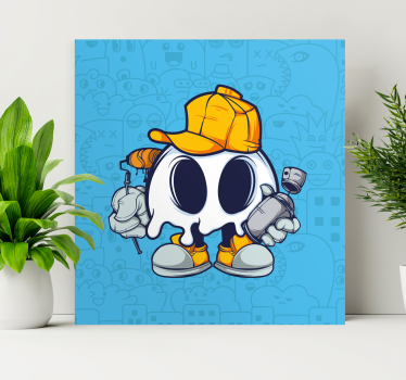 Dipinto con personaggio fantasma carino artista - TenStickers
