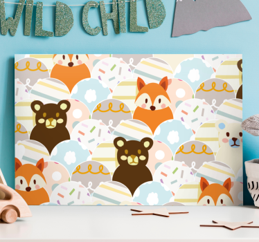 Dipinto con personaggio volti di animali adorabili - TenStickers