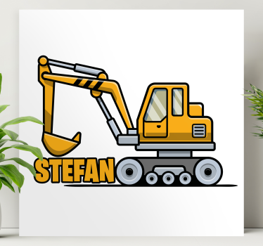 Dipinto con testo design di macchina escavatrice - TenStickers