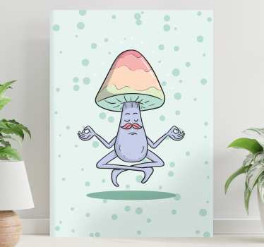 Dipinto con testo personaggio fungo in meditazione - TenStickers